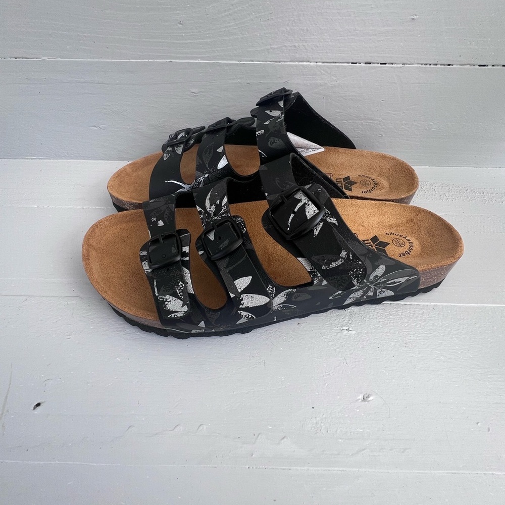 Womens Lico Bioline Sandals Slip On Black Pattern 8.5 Us 39 Made In Spain